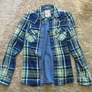 Guess - XS Blue & Green Flannel Shirt